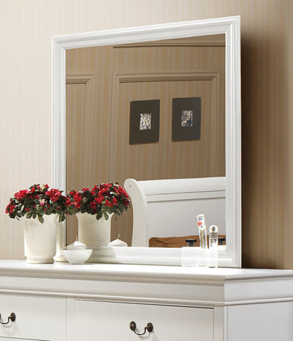 Louis Philippe White Dresser Mirror With Beveled Edge