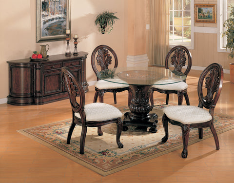 Tabitha Traditional Dark Cherry Round Five-Piece Dining Table