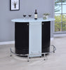 Contemporary Black and Chrome Bar Unit with Frosted Glass Top
