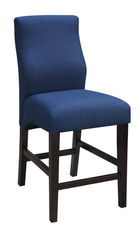 Transitional Blue Upholstered Counter-Height  Stool