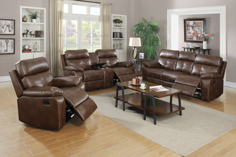 Zimmerman Brown Faux Leather Three-Piece Living Room Set