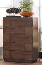 Gallagher Rustic Brown Geometric Pattern Five-Drawer Chest