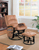 Casual Brown Reclining Glider with Matching Ottoman