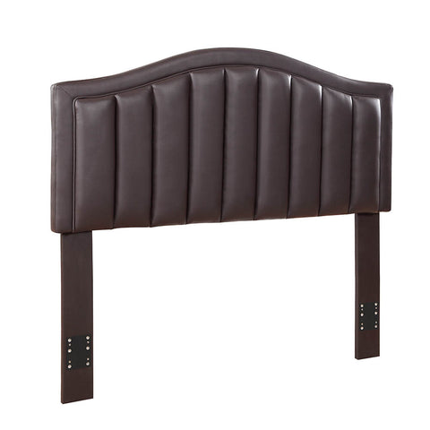 Traditional Brown Faux Leather Upholstered Twin Headboard