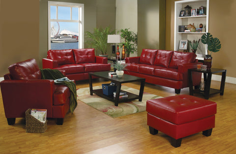 Samuel Transitional Red Three-Piece Living Room Set