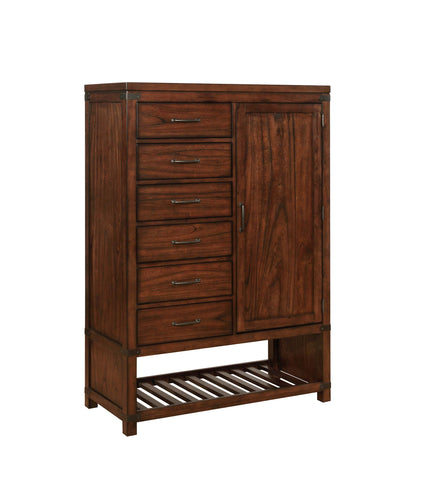 Artesia Dark Cocoa Six-Drawer Chest With Door And Shoe Rack