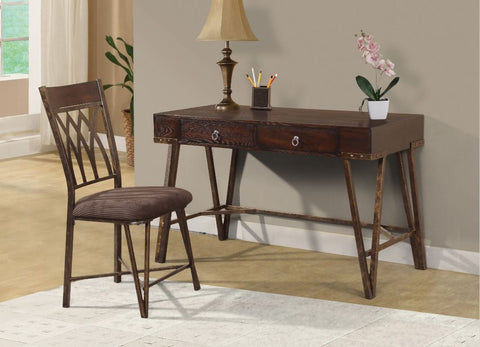 Industrial Brushed Pecan Desk and Chair Set