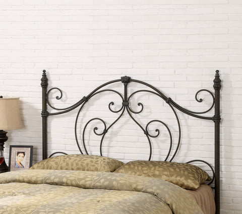 Traditional Black and Bronze Metal Headboard with Looping