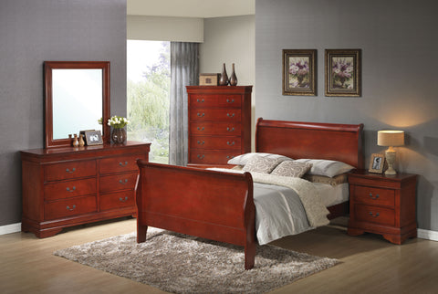 Louis Philippe Red Brown California King Four-Piece Bedroom Set