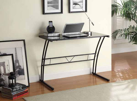 Casual Black Tempered Glass Writing Desk