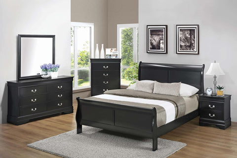 Louis Philippe Traditional Black Four-Piece Queen Bedroom Set