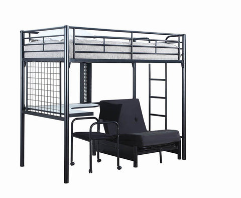 Contemporary Metal Loft Bunk Bed With Desk