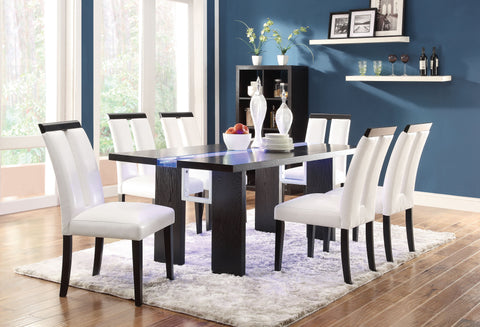 Kenneth Contemporary Black Five-Piece Dining Set with LED Lighting