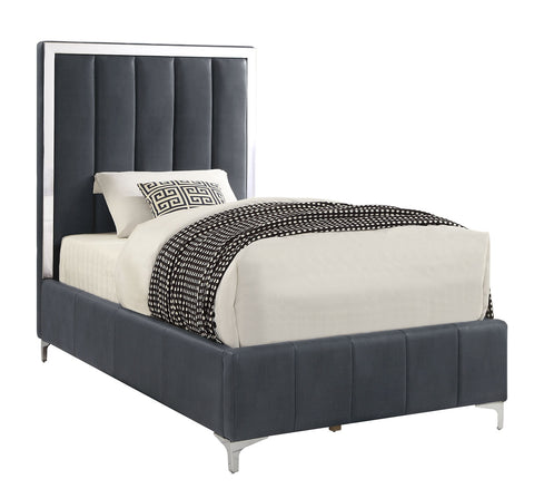 Jared Grey Faux Leather Twin Bed