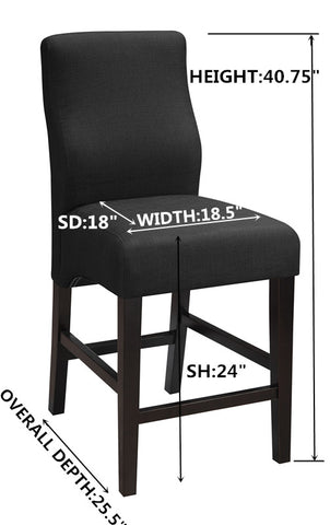 Transitional Black Upholstered Counter-Height  Stool