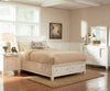 Sandy Beach White Queen Sleigh Bed With Footboard Storage