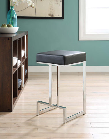 Contemporary Chrome and Black Counter-Height Stool