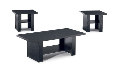 Contemporary Black Oak Three-Piece Table Set