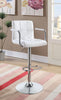 Contemporary White and Chrome Adjustable Bar Stool with Arms