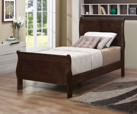 Louis Philippe Traditional Cappuccino Twin Four-Piece Bedroom Set