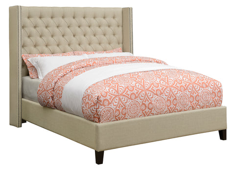 Benicia Beige Upholstered Full Bed