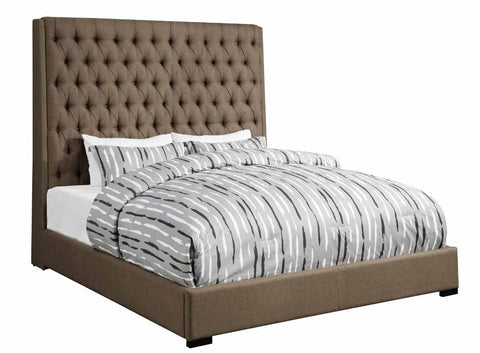 Camille Brown Upholstered California King Bed