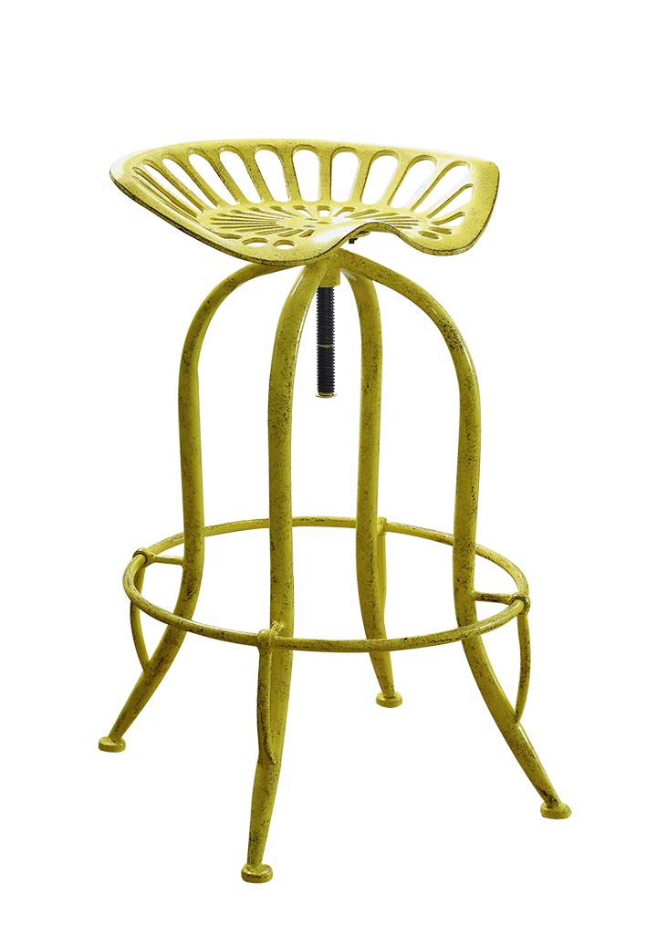 Traditional Antique Yellow Adjustable Bar Stool