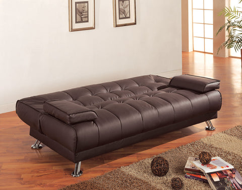 Casual Brown and Chrome Sofa Bed