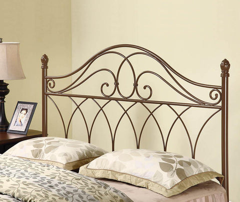Traditional Rich Brown Metal Headboard with Weave Design