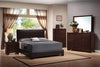 Conner Transitional Dark Brown Upholstered Queen Bed