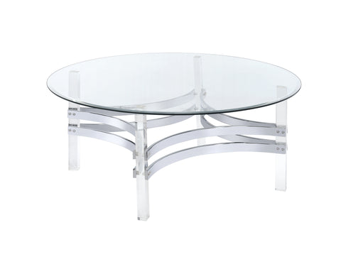 Contemporary Chrome Round Coffee Table