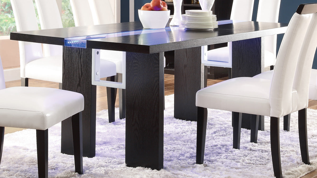 Kenneth Contemporary Black Dining Table with LED Lighting