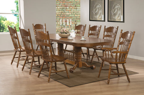 Brooks Country Medium Oak Two-Pedestal Dining Table