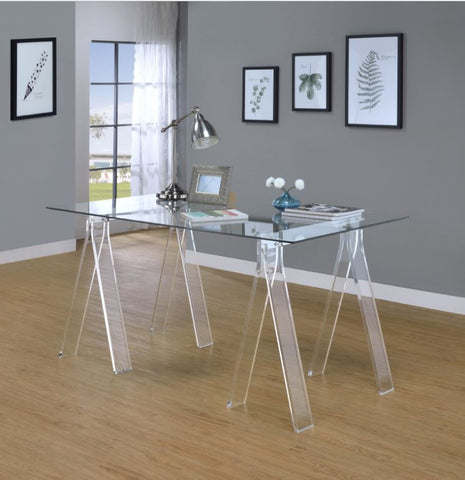 Amaturo Clear Acrylic Sawhorse Writing Desk