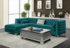Bellaire Contemporary Teal and Chrome Sectional