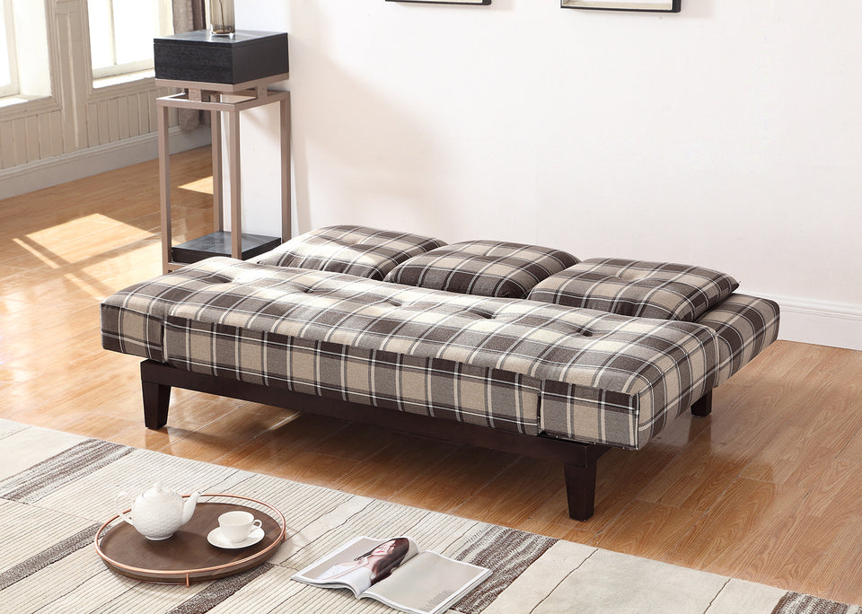 Causal Grey and Brown Plaid Sofa Bed – Overstock Outlet