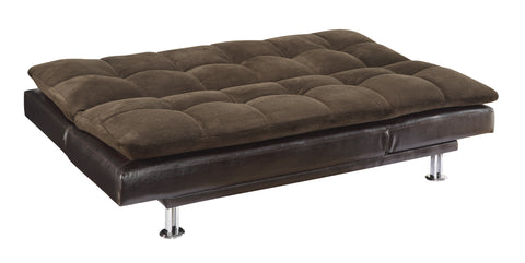 Contemporary Overstuffed Brown and Chrome Sofa Bed