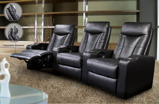 Pavillion Black Leather Right Recliner