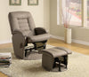 Casual Bone Faux Leather Vinyl Reclining Glider With Matching Ottoman
