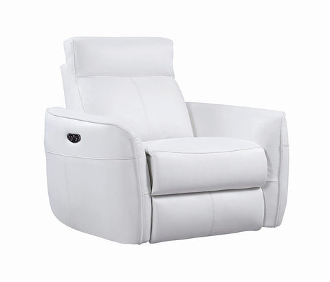 Cecelia Casual White Power Glider Recliner with Power Headrest