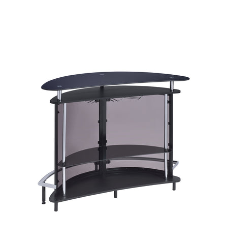 Contemporary Black Bar Unit with Tempered Glass
