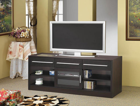 Contemporary Cappuccino TV Console With Connect-It Power Drawer