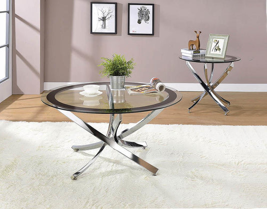 Glass Top Chrome End Table