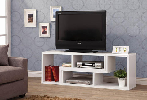 Contemporary White Convertible TV Stand and Bookcase