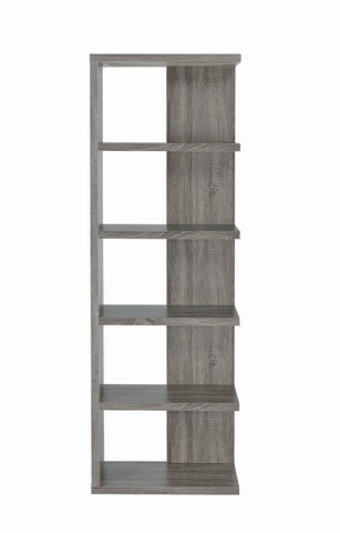 Contemporary Weathered Grey Five-Shelf Bookcase