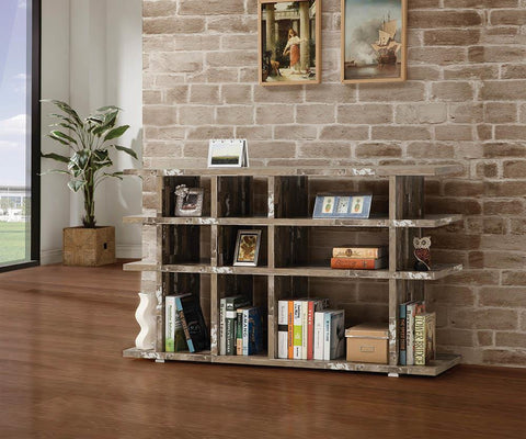 Rustic Salvaged Cabin Low-Profile Bookcase