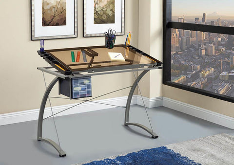 Contemporary Glass Top Drafting Desk