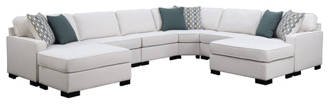 Transitional Ivory Right-Arm-Facing Sectional Chair