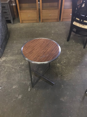 Wood & Chrome Side Table
